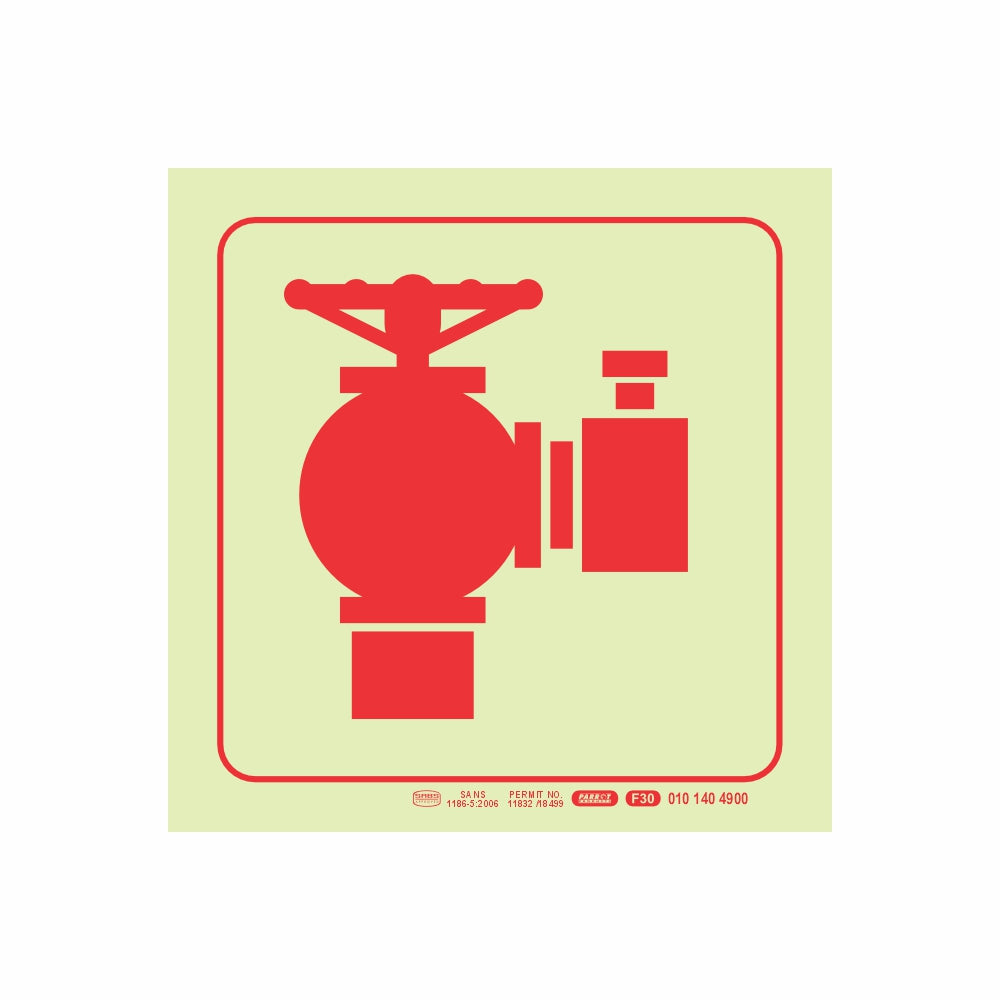 PHOTOLUMINESCENT 190MM SAFETY SIGN - F30-FIRE HYDRANT