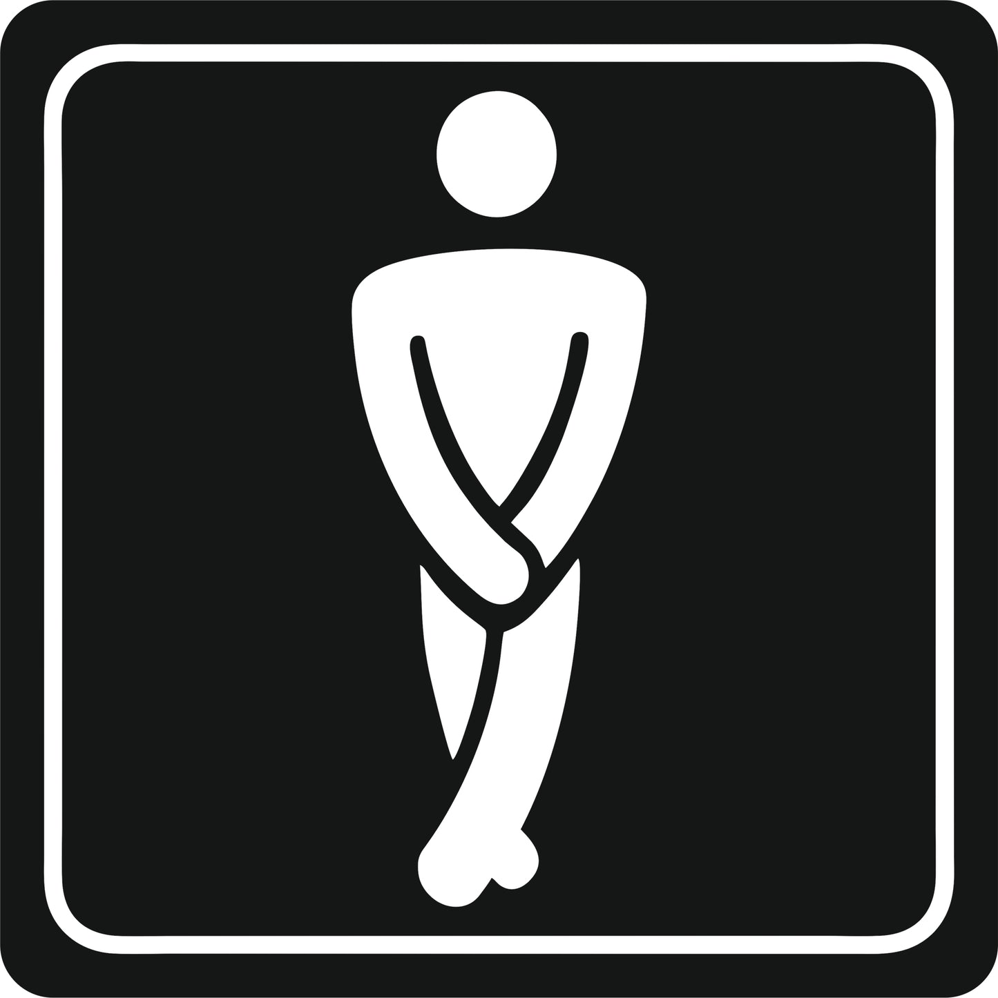 Gents Toilet Symbolic Sign - White Printed on Black ACP (150 x 150mm)