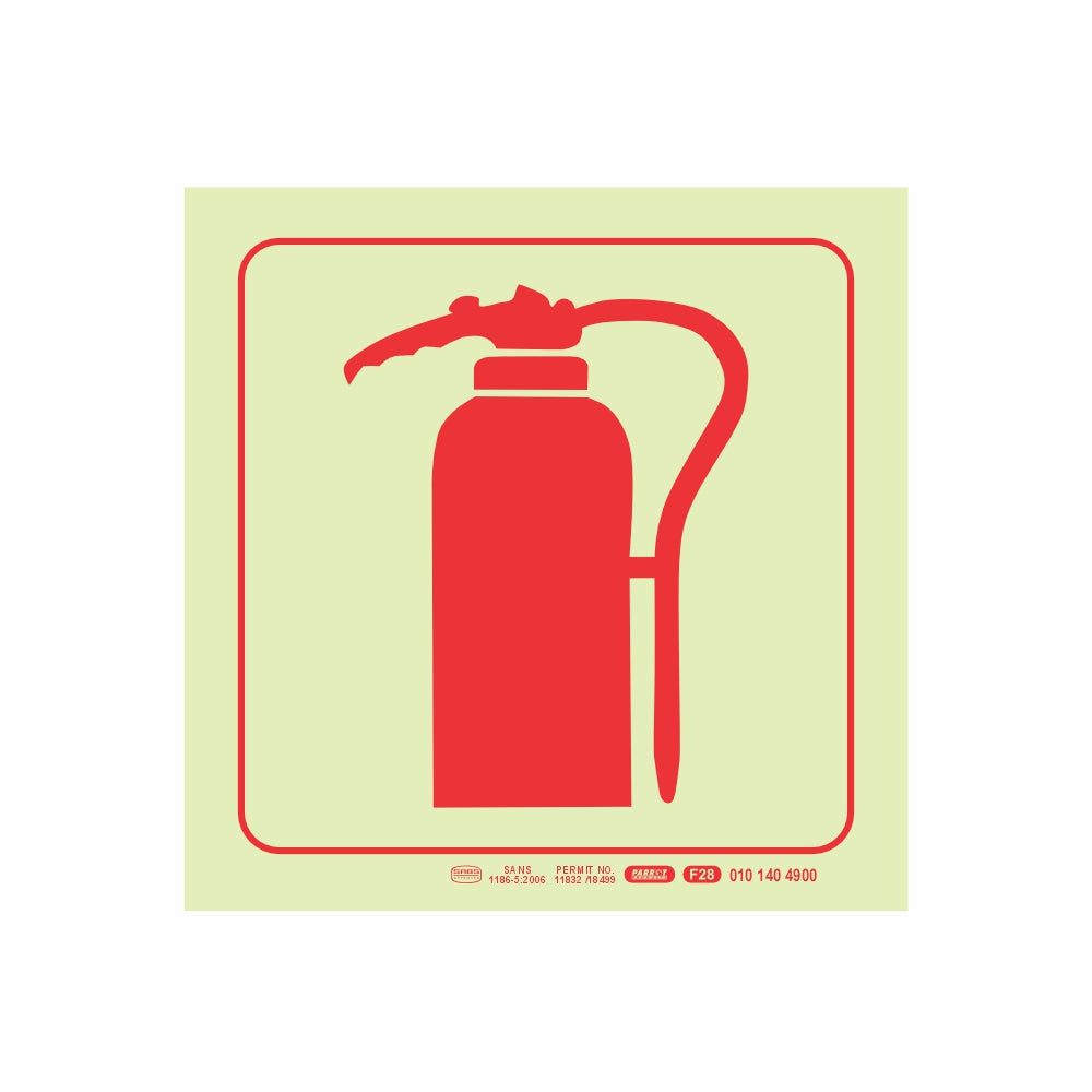 PHOTOLUMINESCENT 190MM SAFETY SIGN - F28-FIRE EXTINGUISHER