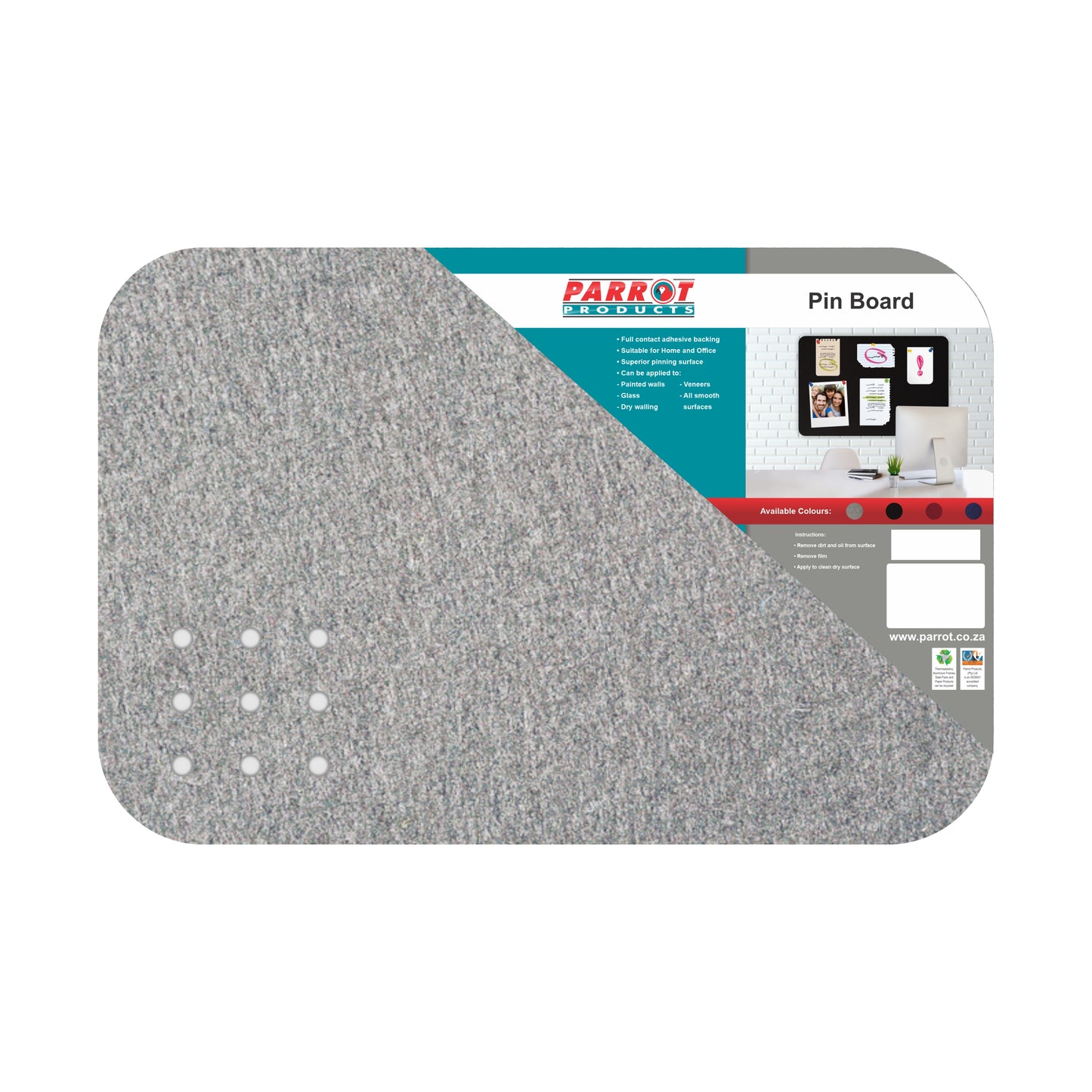 Adhesive Pin Board (No Frame - 450*300mm - Grey)