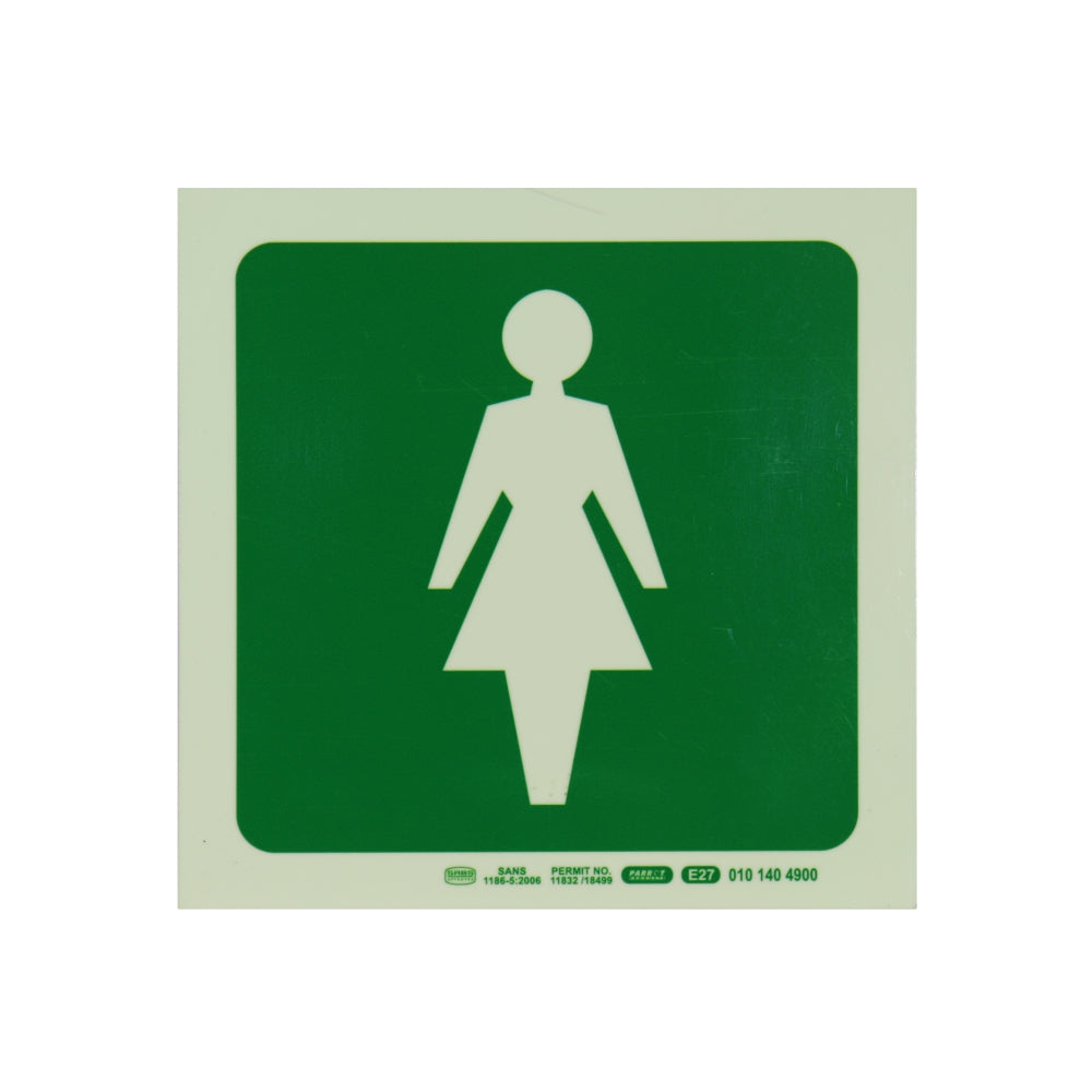 Photoluminescent 190MM Safety Sign - E27-Female Symbol