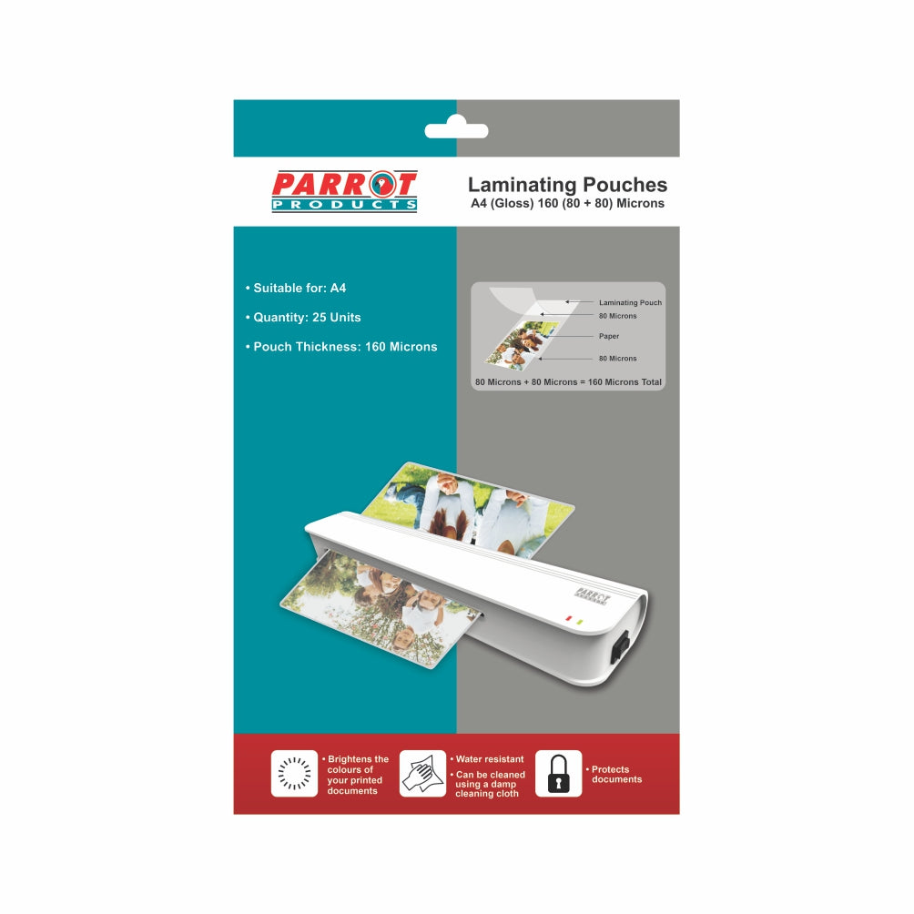 Laminating Pouches (A4 - Gloss - 220x310mm - 160 (80+80) Microns - Pack 25)