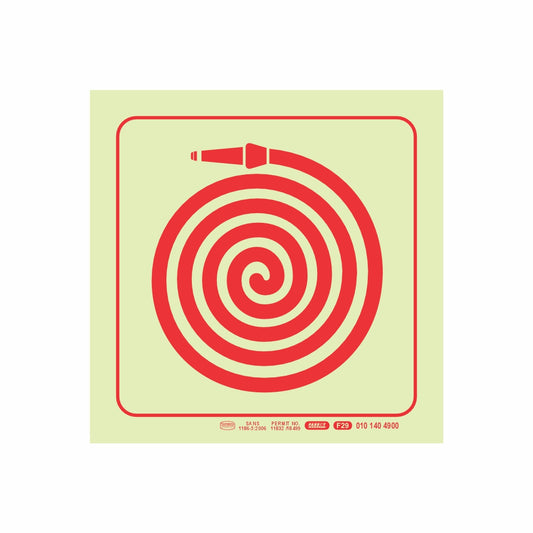 PHOTOLUMINESCENT 190MM SAFETY SIGN - F29-FIRE HOSE REEL