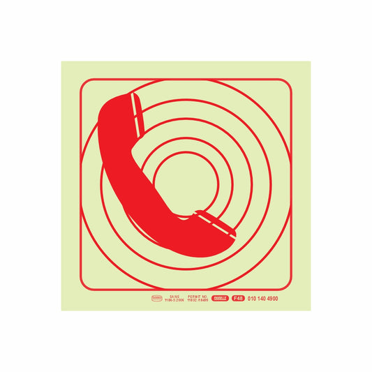 PHOTOLUMINESCENT 190MM SAFETY SIGN - F48-FIREMANS TELEPHONE