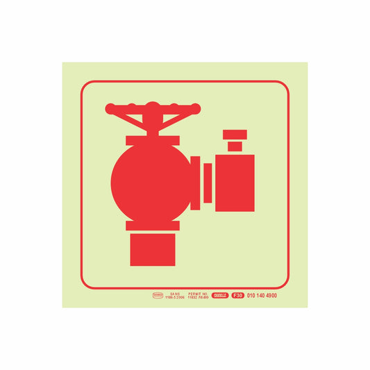 PHOTOLUMINESCENT 190MM SAFETY SIGN - F30-FIRE HYDRANT