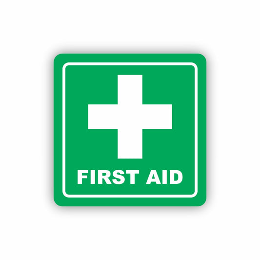 Green First Aid Symbolic Sign - Printed on White ACP (150 x 150mm)