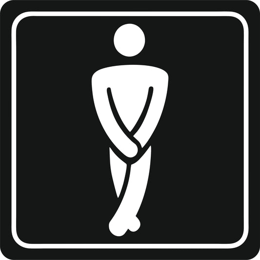 Gents Toilet Symbolic Sign - White Printed on Black ACP (150 x 150mm)