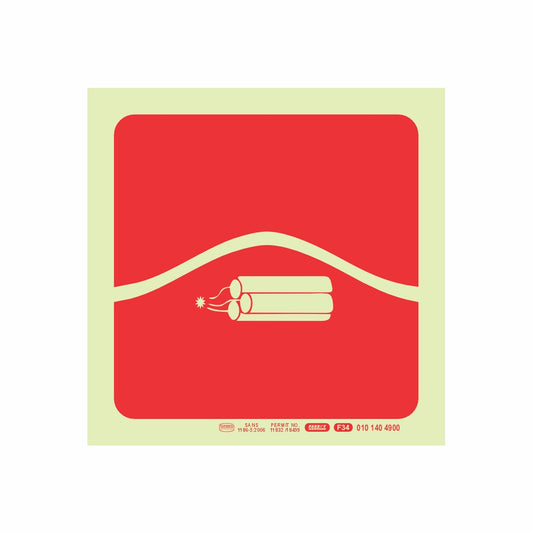 PHOTOLUMINESCENT 190MM SAFETY SIGN - F34-BOMB BAG