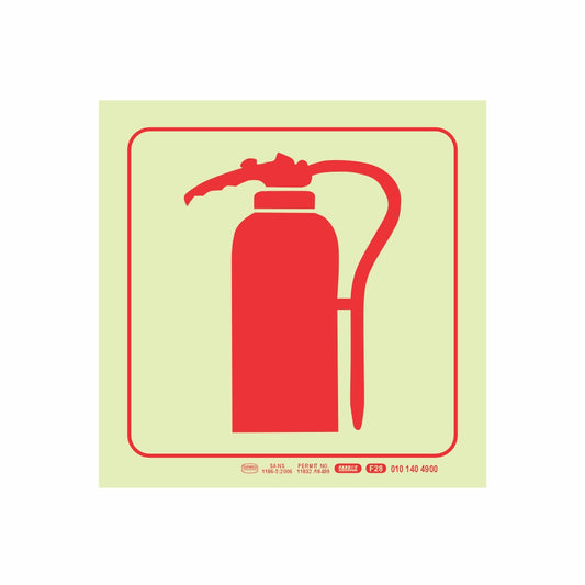 PHOTOLUMINESCENT 190MM SAFETY SIGN - F28-FIRE EXTINGUISHER