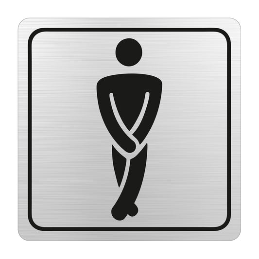 Gents Toilet Symbolic Sign - Black Printed on Brushed Aluminium ACP (150 x 150mm)
