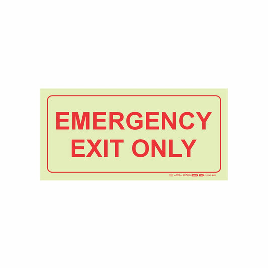 PHOTOLUMINESCENT 190MM SAFETY SIGN - F41-EMERGENCY EXIT ONLY