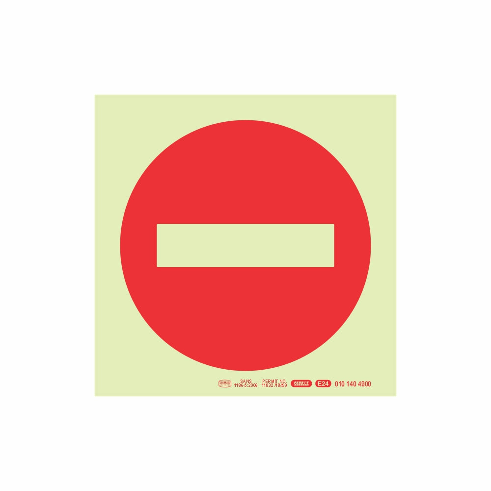 Photoluminescent 190MM Saftey Sign - NO ENTRY Symbol