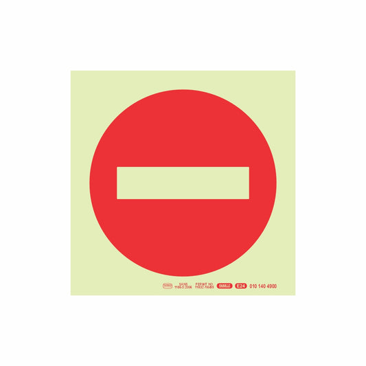 Photoluminescent 190MM Saftey Sign - NO ENTRY Symbol
