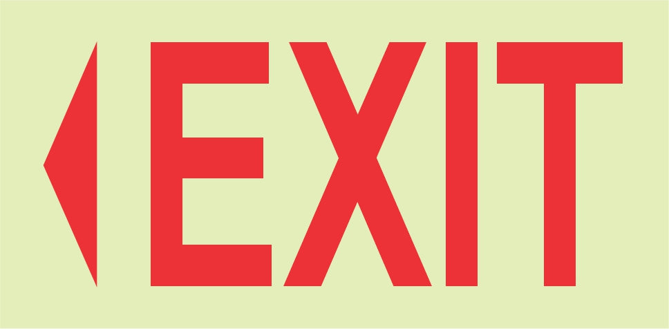 Photoluminescent 190MM Safety Sgn - E4-Exit+Arrow Down