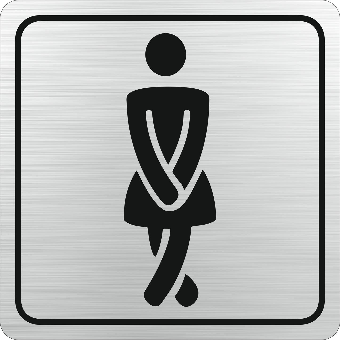 Ladies Toilet Symbolic Sign - Black Printed on Brushed Aluminium ACP (150 x 150mm)