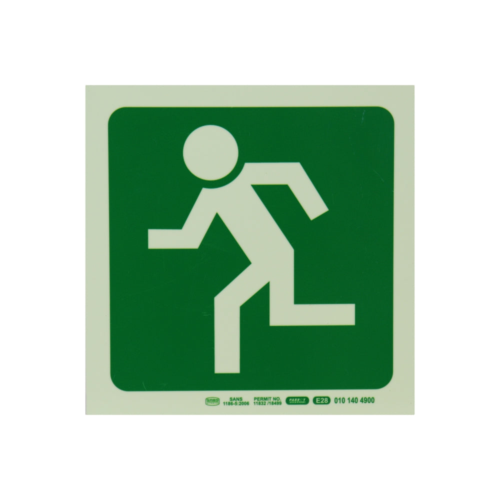 Photoluminescent 190MM Safety Sign - E28-Running Man Facing Left