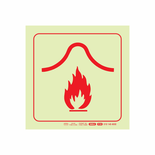 PHOTOLUMINESCENT 190MM SAFETY SIGN - F35-FIRE BLANKET