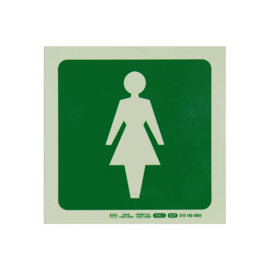 Photoluminescent 190MM Safety Sign - E27-Female Symbol