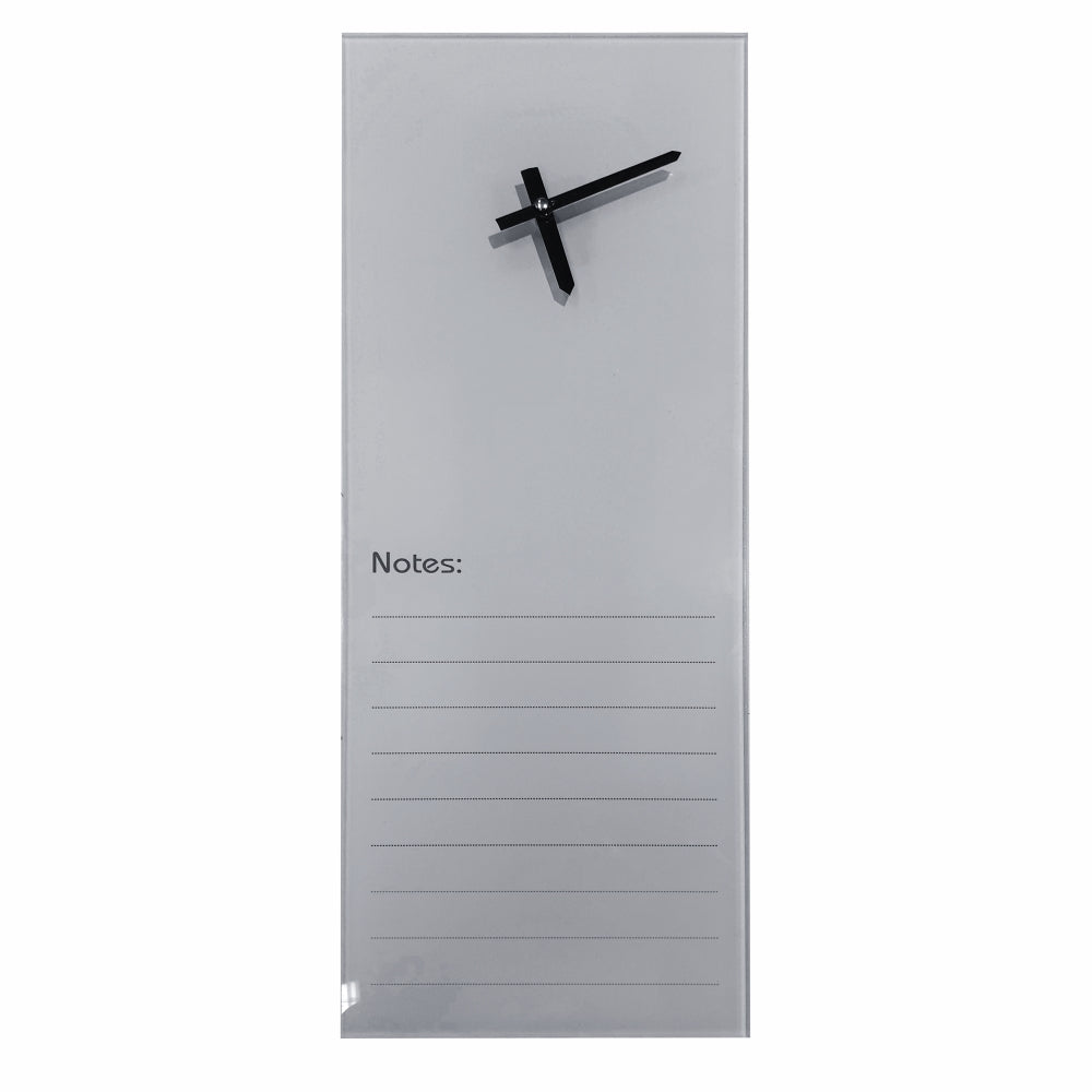 Glass Clock With Notes (200 x 580mm - Grey)