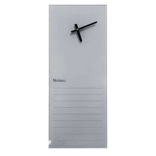 Glass Clock With Notes (200 x 580mm - Grey)