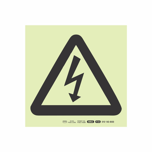 PHOTOLUMINESCENT 190MM SAFETY SIGN - F33-DANGER ELECTRIC SIGN