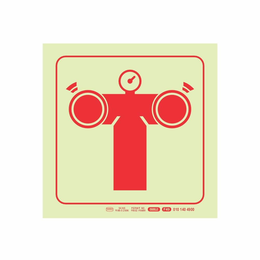PHOTOLUMINESCENT 190MM SAFETY SIGN - F49-FIRE PUMP CONNECTION