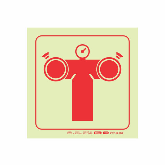 PHOTOLUMINESCENT 190MM SAFETY SIGN - F49-FIRE PUMP CONNECTION