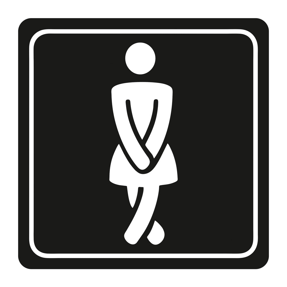 Ladies Toilet Symbolic Sign - White Printed on Black ACP (150 x 150mm)