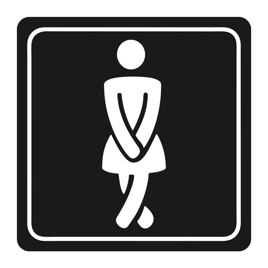 Ladies Toilet Symbolic Sign - White Printed on Black ACP (150 x 150mm)