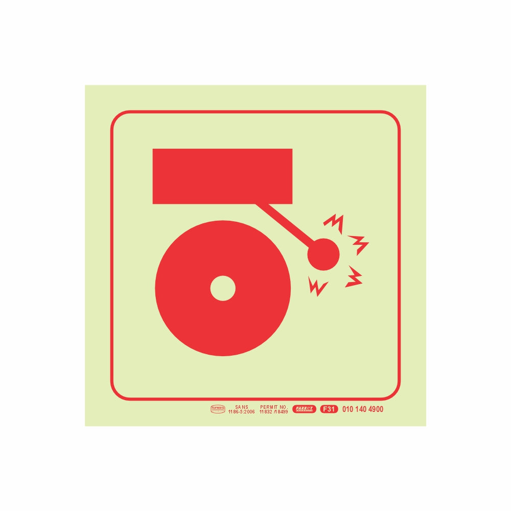 PHOTOLUMINESCENT 190MM SAFETY SIGN - F31-FIRE ALARM