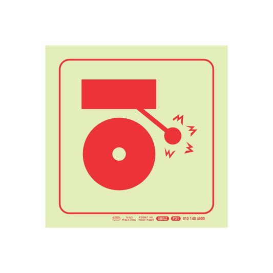 PHOTOLUMINESCENT 190MM SAFETY SIGN - F31-FIRE ALARM